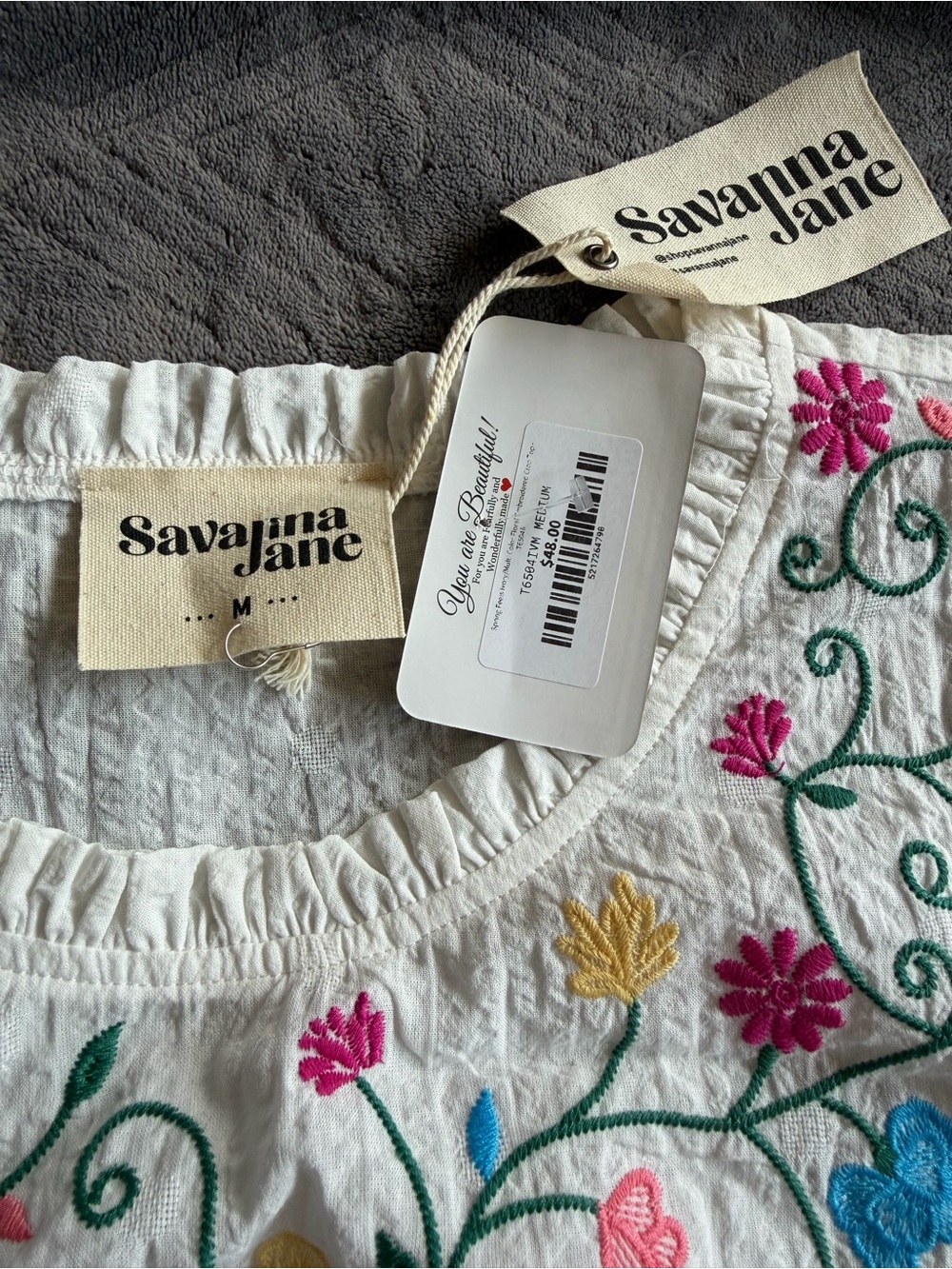 Savanna Jane White Embroidered Floral Top - Picture 6 of 6